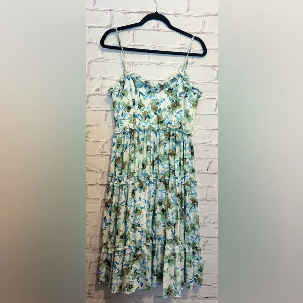 Badgley Mischka Blue Floral Ruffle Trim Dress
Size 8 - Picture 4 of 9